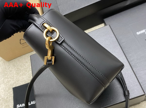 Saint Laurent Le 37 Mini Bucket Bag in Black Shiny Leather Replica