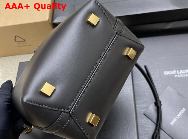 Saint Laurent Le 37 Mini Bucket Bag in Black Shiny Leather Replica