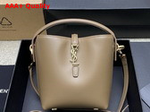 Saint Laurent Le 37 Mini Bucket Bag in Dark Beige Shiny Leather Replica