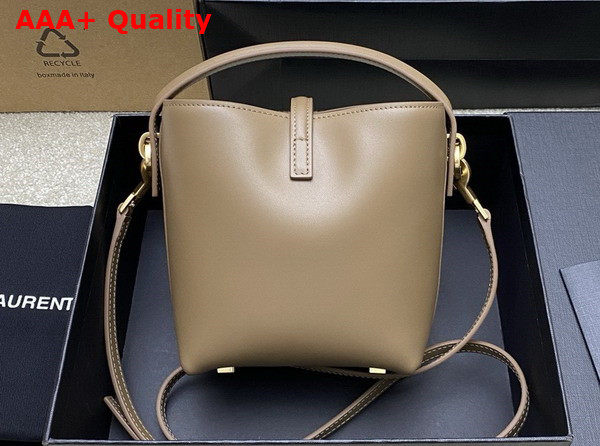 Saint Laurent Le 37 Mini Bucket Bag in Dark Beige Shiny Leather Replica