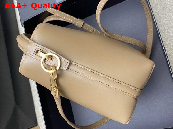 Saint Laurent Le 37 Mini Bucket Bag in Dark Beige Shiny Leather Replica