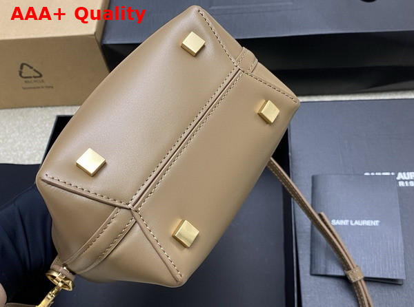 Saint Laurent Le 37 Mini Bucket Bag in Dark Beige Shiny Leather Replica