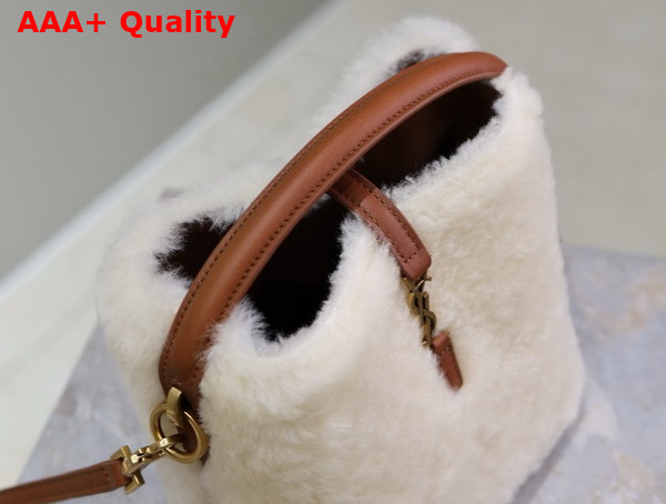 Saint Laurent Le 37 Mini in Shearling Cream Beige and Brick Replica