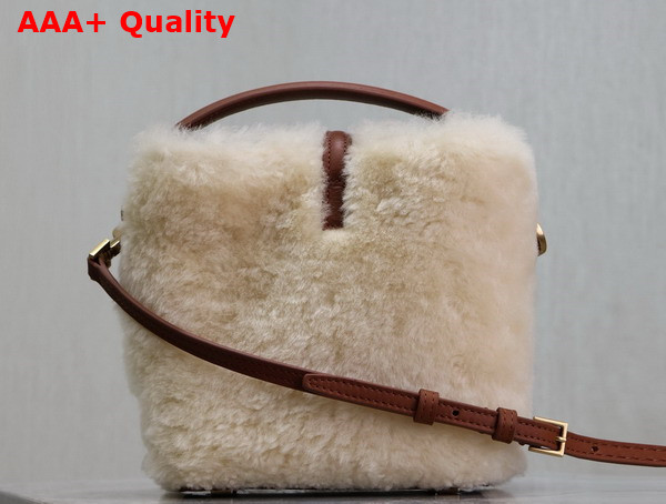 Saint Laurent Le 37 Mini in Shearling Cream Beige and Brick Replica