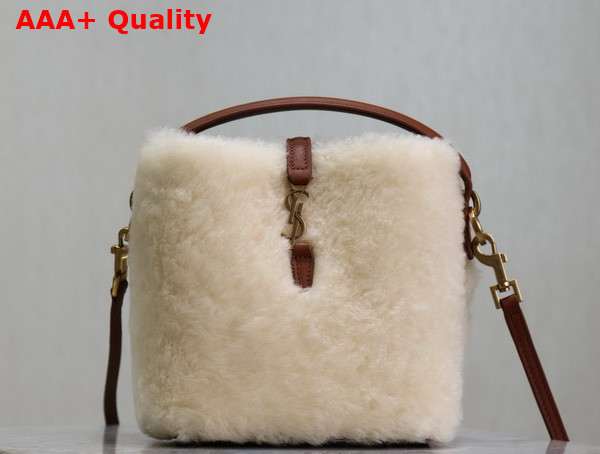 Saint Laurent Le 37 Mini in Shearling Cream Beige and Brick Replica