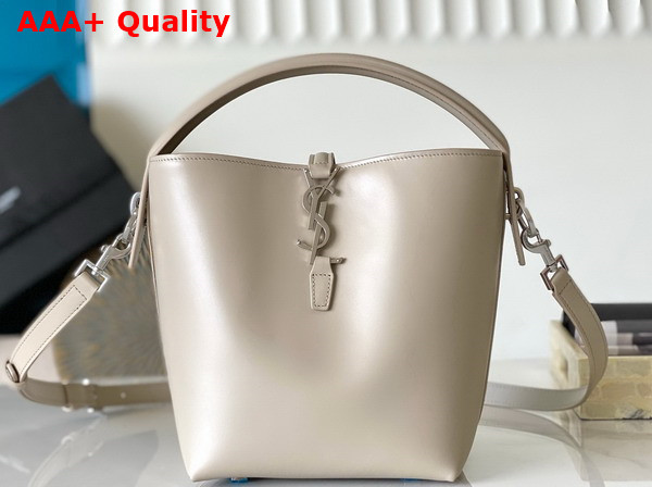 Saint Laurent Le 37 Small Bucket Bag in Blanc Vintage Shiny Leather Replica