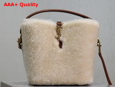 Saint Laurent Le 37 Small Bucket Bag in Shearling Cream Beige and Brick Replica