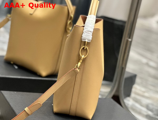 Saint Laurent Le 5 A 7 Bucket Bag in Beige Smooth Leather Replica