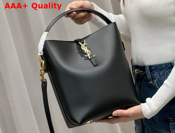 Saint Laurent Le 5 A 7 Bucket Bag in Black Smooth Leather Replica