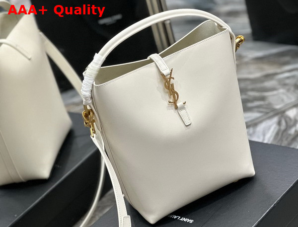 Saint Laurent Le 5 A 7 Bucket Bag in White Smooth Leather Replica