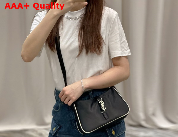 Saint Laurent Le 5 A 7 Crossbody Bag in Econyl Regenerated Nylon Black and White Replica