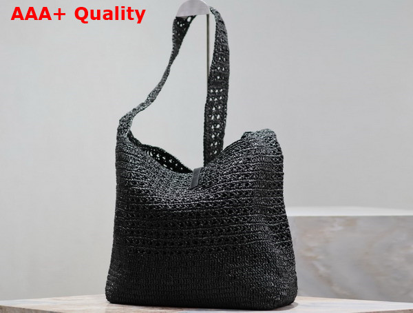 Saint Laurent Le 5 A 7 Medium Tote in Black Raffia Replica