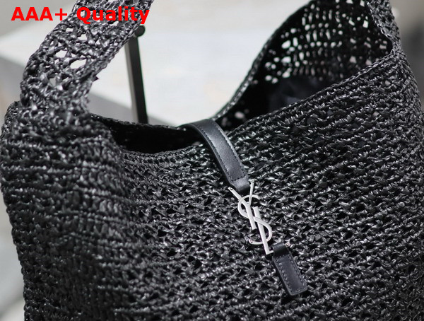 Saint Laurent Le 5 A 7 Medium Tote in Black Raffia Replica