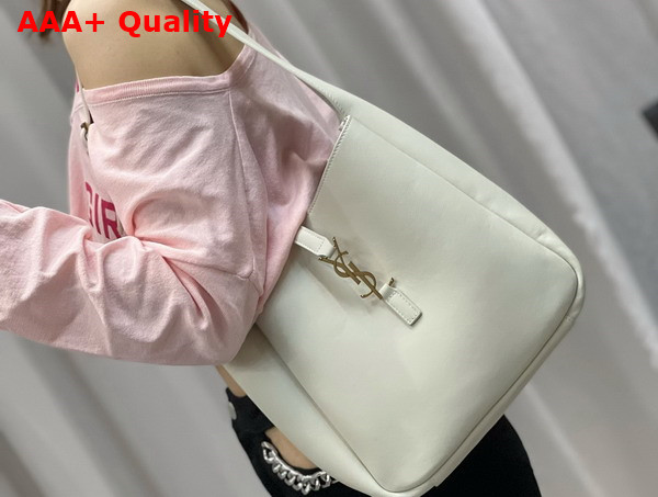 Saint Laurent Le 5 A 7 Soft Small Hobo Bag in Blanc Vintage Smooth Leather Replica