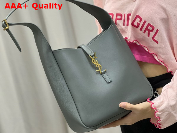 Saint Laurent Le 5 A 7 Soft Small Hobo Bag in Grey Smooth Leather Replica