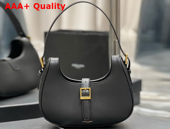 Saint Laurent Le Fermoir Hobo Bag in Shiny Leather Black Replica