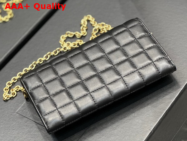 Saint Laurent Le Maillon Chain Wallet in Black Quilted Lambskin Replica