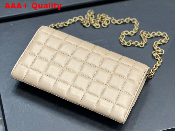 Saint Laurent Le Maillon Chain Wallet in Dark Beige Quilted Lambskin Replica