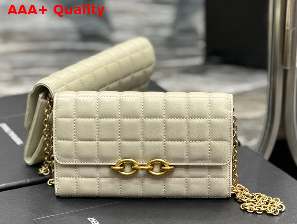 Saint Laurent Le Maillon Chain Wallet in Off White Quilted Lambskin Replica