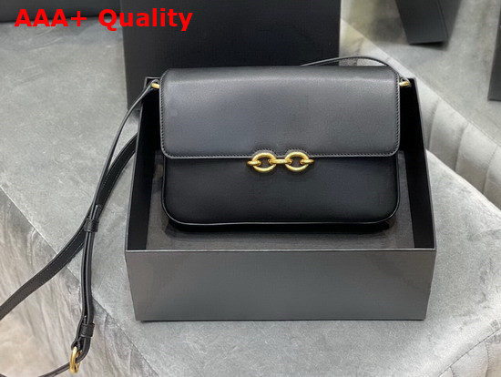 Saint Laurent Le Maillon Satchel in Black Smooth Leather Replica