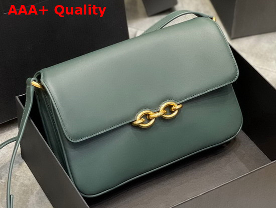 Saint Laurent Le Maillon Satchel in Khaki Green Smooth Leather Replica