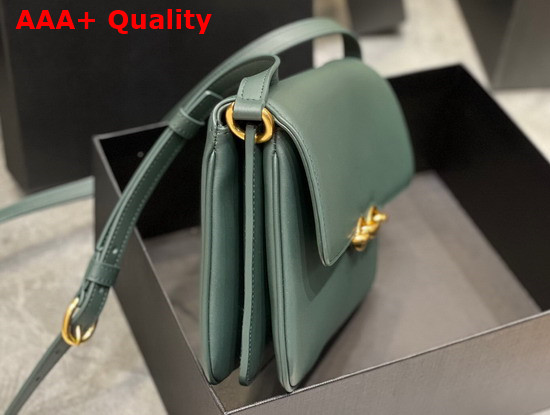 Saint Laurent Le Maillon Satchel in Khaki Green Smooth Leather Replica