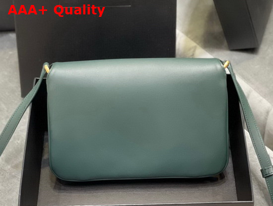 Saint Laurent Le Maillon Satchel in Khaki Green Smooth Leather Replica