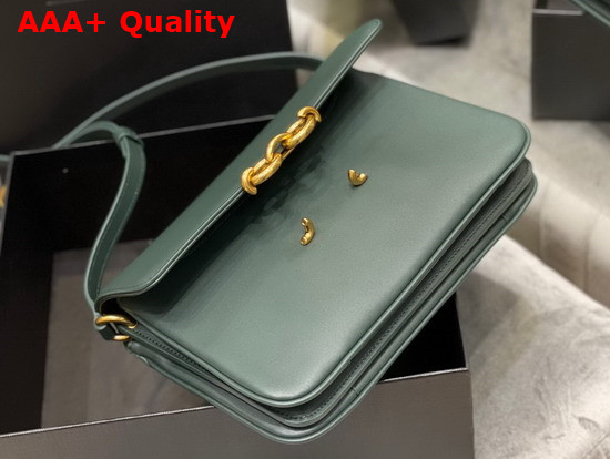 Saint Laurent Le Maillon Satchel in Khaki Green Smooth Leather Replica