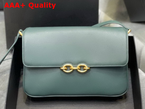 Saint Laurent Le Maillon Satchel in Khaki Green Smooth Leather Replica