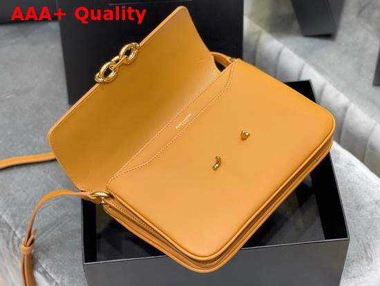 Saint Laurent Le Maillon Satchel in Mustard Smooth Leather Replica