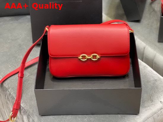 Saint Laurent Le Maillon Satchel in Red Smooth Leather Replica