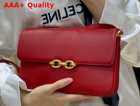 Saint Laurent Le Maillon Satchel in Red Smooth Leather Replica