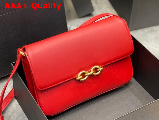 Saint Laurent Le Maillon Satchel in Red Smooth Leather Replica