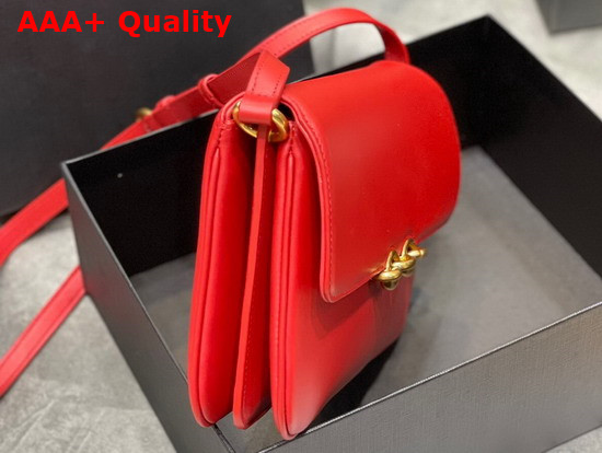 Saint Laurent Le Maillon Satchel in Red Smooth Leather Replica