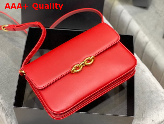 Saint Laurent Le Maillon Satchel in Red Smooth Leather Replica