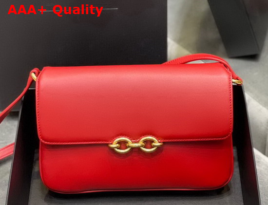 Saint Laurent Le Maillon Satchel in Red Smooth Leather Replica