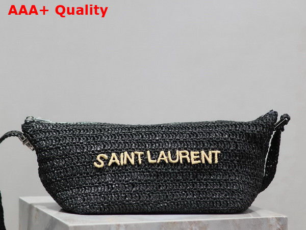 Saint Laurent Le Rafia Crossbody Bag in Black and Beige Naturel Replica