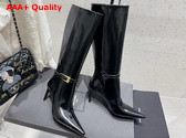 Saint Laurent Lee Boots in Black Glazed Leather Replica