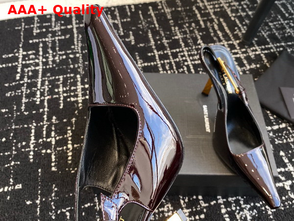 Saint Laurent Lee Slingback Pumps in Marron Glace Patent Leather Replica