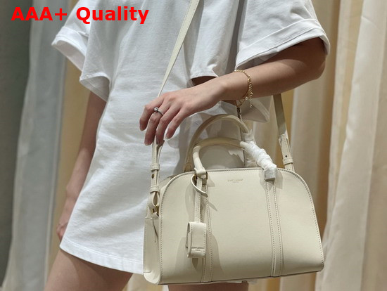 Saint Laurent Lock Baby Duffle in Blanc Vintage Smooth Leather Replica