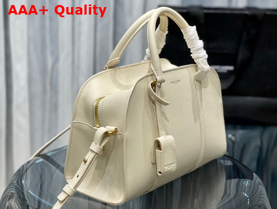 Saint Laurent Lock Baby Duffle in Blanc Vintage Smooth Leather Replica