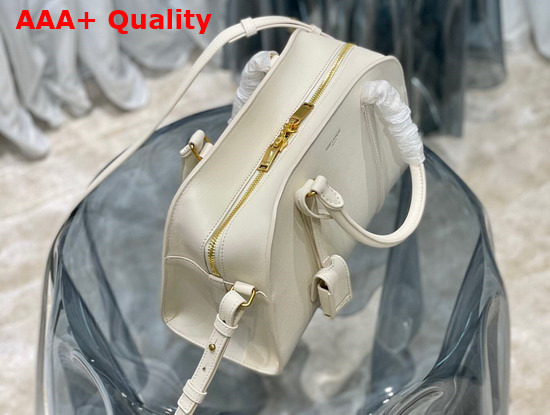 Saint Laurent Lock Baby Duffle in Blanc Vintage Smooth Leather Replica