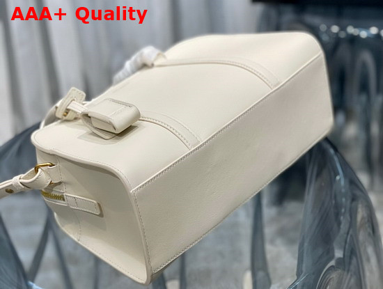 Saint Laurent Lock Baby Duffle in Blanc Vintage Smooth Leather Replica