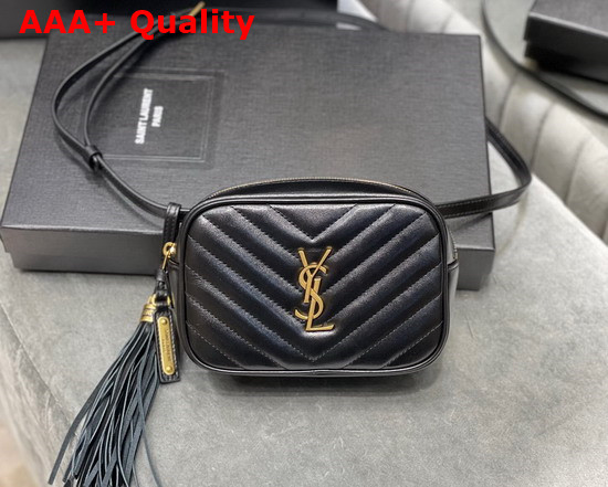 Saint Laurent Lou Belt Bag in Black Matelasse Leather Replica