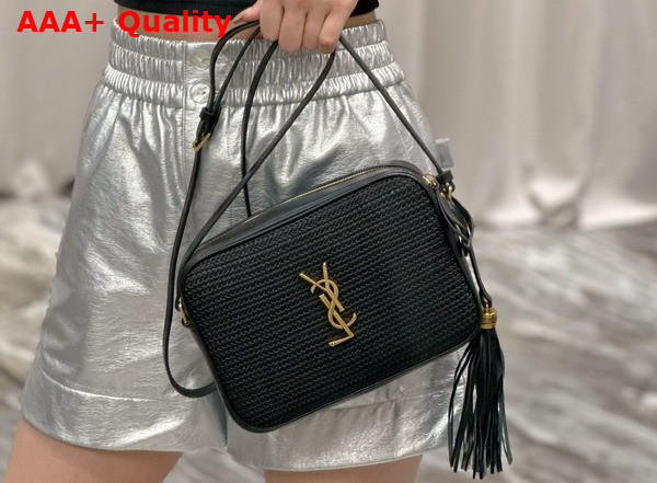 Saint Laurent Lou Camera Bag in Black Raffia Replica