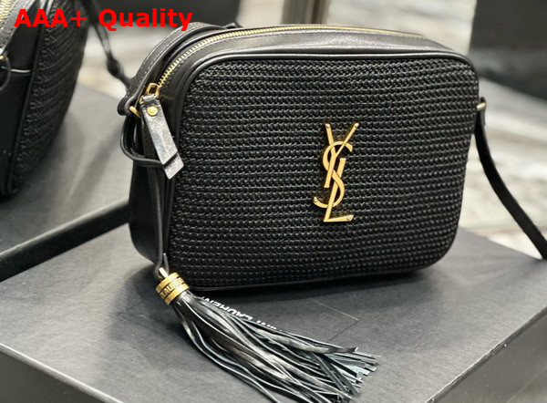 Saint Laurent Lou Camera Bag in Black Raffia Replica