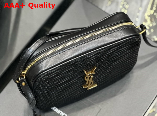 Saint Laurent Lou Camera Bag in Black Raffia Replica