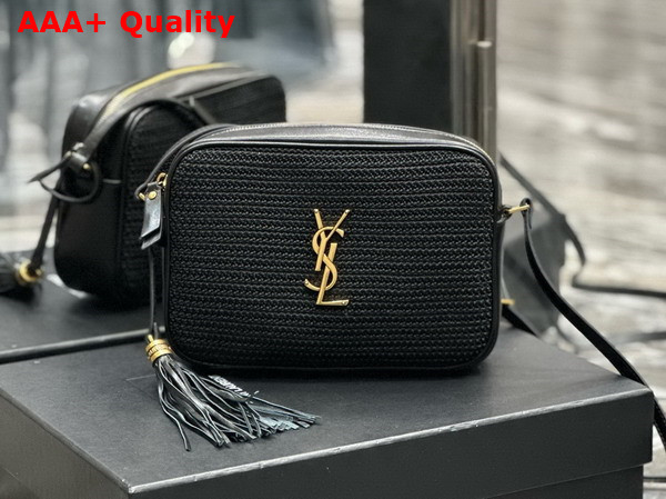 Saint Laurent Lou Camera Bag in Black Raffia Replica