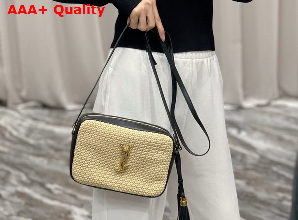 Saint Laurent Lou Camera Bag in Naturel Raffia Replica