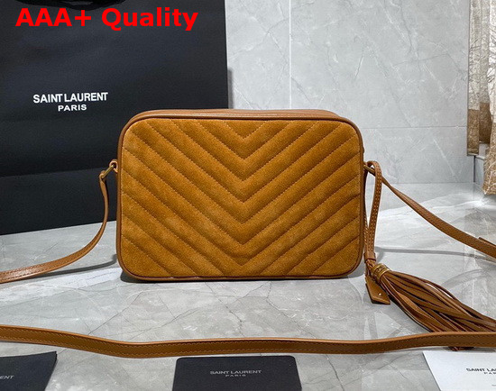 Saint Laurent Lou Camera Bag in Quilted Suede and Smooth Leather Cinnamon Replica